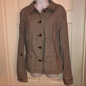 Charter Club Striped Buttoned Jacket (Size: XL)